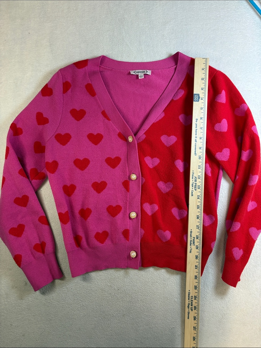 kate spade Pink and Red Heart V-Neck Cardigan